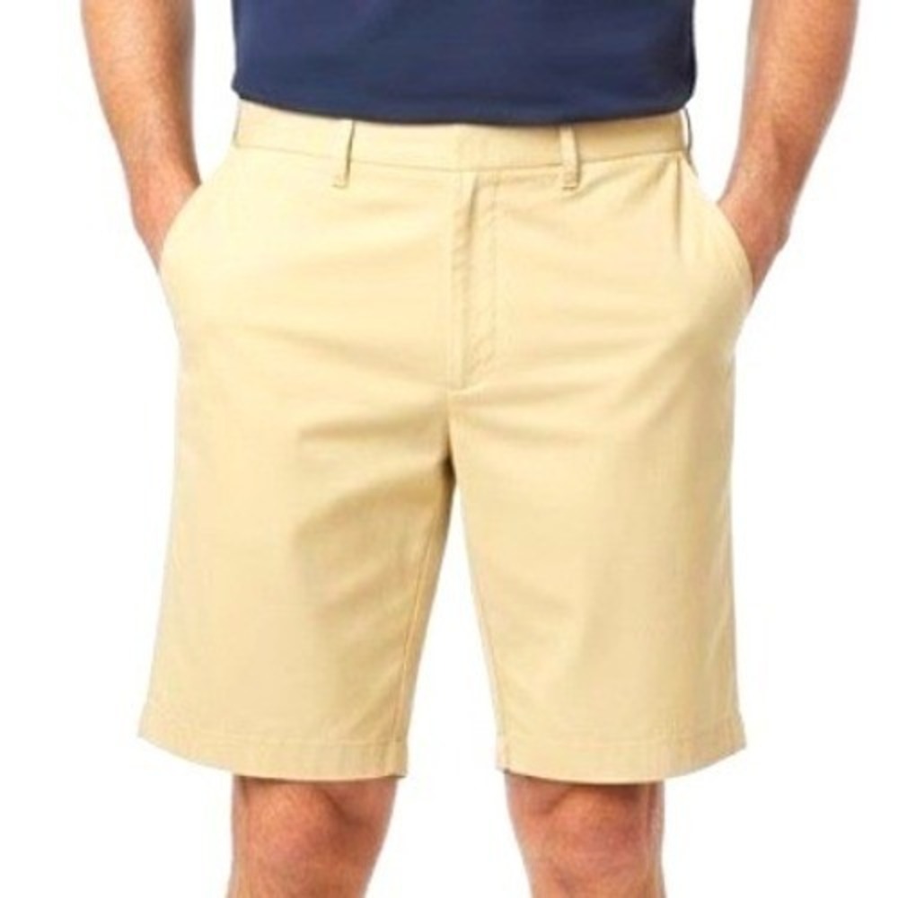 Lands End Mens Shorts 36 Butter Yellow Pleated Classic Fit‎ Chino Preppy Golf